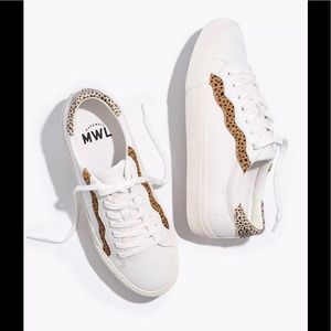 Madewell Sidewalk Low-Top Sneakers Leather and Calf Hair Lace-up Shoe Size 7.5